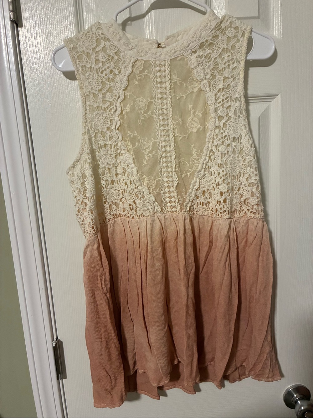 gimmicks by BKE Cream Lace Tank with Blush Pink Ombre Skirt